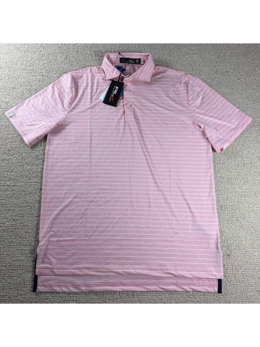 Polo Ralph Lauren RLX Golf Striped Polo Shirt Pink White Men’s Size 78